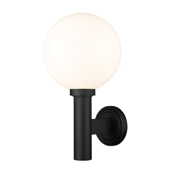 Z-Lite Laurent Outdoor Wall, 1-Light, 12 In.W x 13 In.L x 22.5 In.H, Black/Opal 597B-BK - main